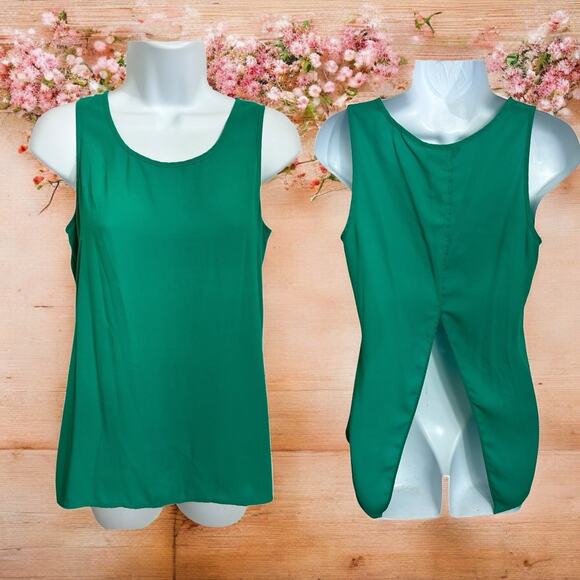 Express Green Cami Blouse Sz XS Loose Semi Open Back Tank Top Sleeveless - Picture 1 of 6